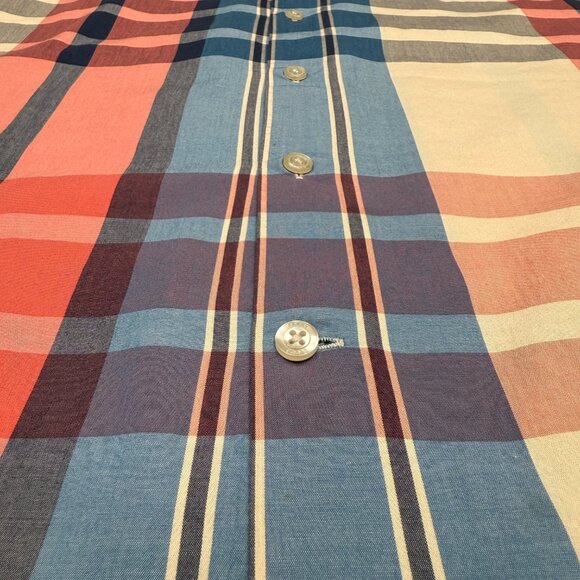 Men's PERRY ELLIS Short Sleeve Button Up Plaid‎ Dress Shirt- Size XL - Picture 5 of 6